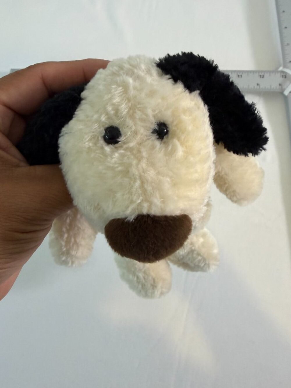 GUND Floppy Puppy Dog Plush Black White Stuffed Animal Brown Nose Soft Toy 11" - Picture 5 of 6